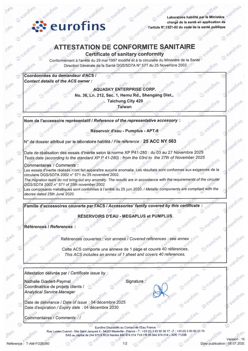 Attestation De Conformité Sanitaire